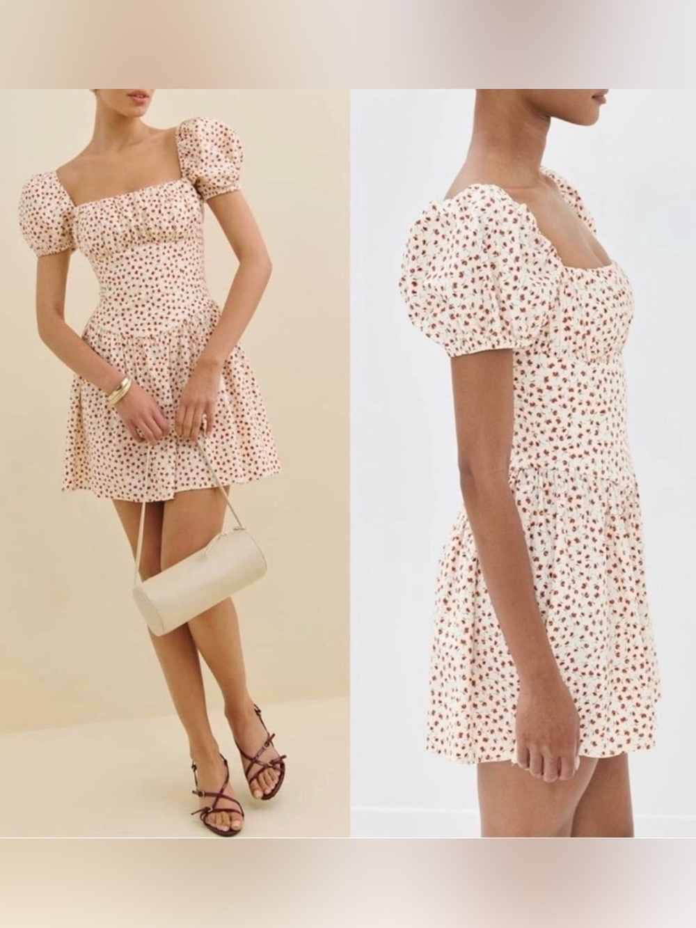 Reformation Marielle Puff Sleeve Dress in Fresa Floral Print Size 4